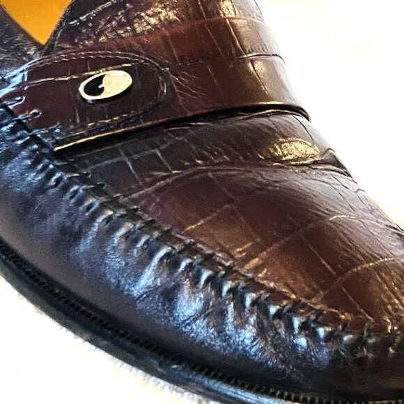 Florsheim Shoes Crocodile Loafer Parma Benchmade 18571 Burgundy 10.5 EEE Men Y2K main image 13